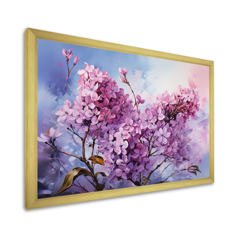 «Lilas mauves», impression sur toile, Cadre doré simple, H 12 po x l 20 po x P 1 po