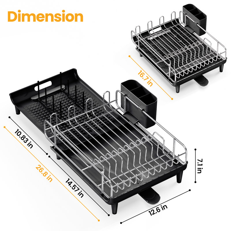 Égouttoir à vaisselle en acier inoxydable, égouttoir à vaisselle extensible, égouttoir à assiettes, égouttoir à vaisselle de très grande capacité