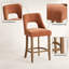 Ensemble de 2 tabourets de bar modernes, hauteur du comptoir, rembourrés, pieds en bois, pour îlot de cuisine ou salle à manger, orange