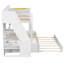 Lit simple superposé au dessus d'un lit double avec escalier de rangement, lit gigogne, tablettes de rangement et port USB, blanc-736386938