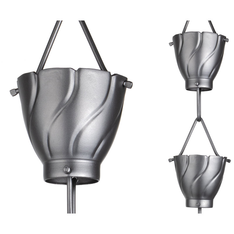 Pewter Aluminum Akira 8.5 ft Rain Chain with Large Cups