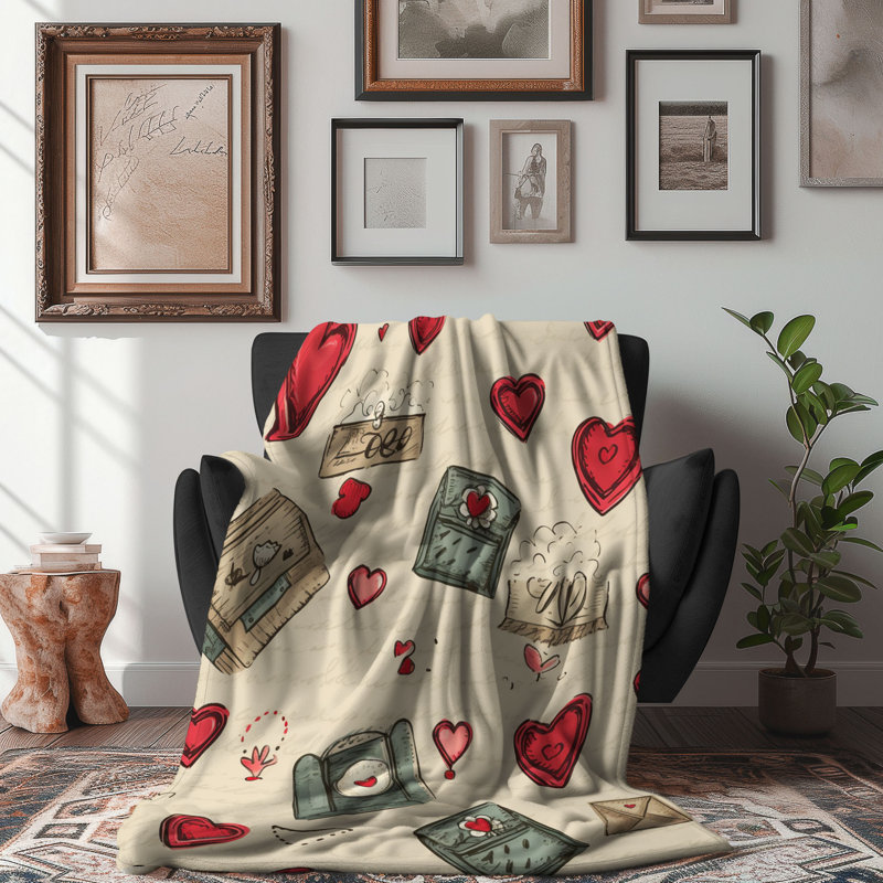 Lettre rétro - couverture Sherpa de qualité supérieure 1 pièce, L 50 po x L 60 po