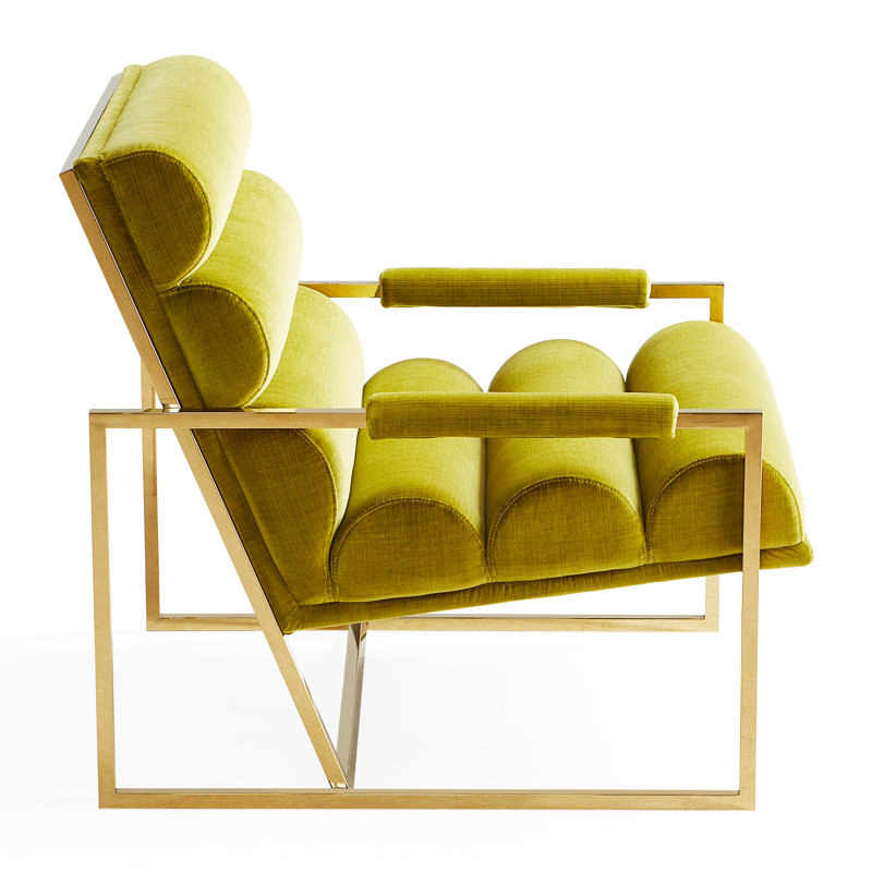 Channeled Goldfinger Lounge Chair, Duquette Pear Fabric
