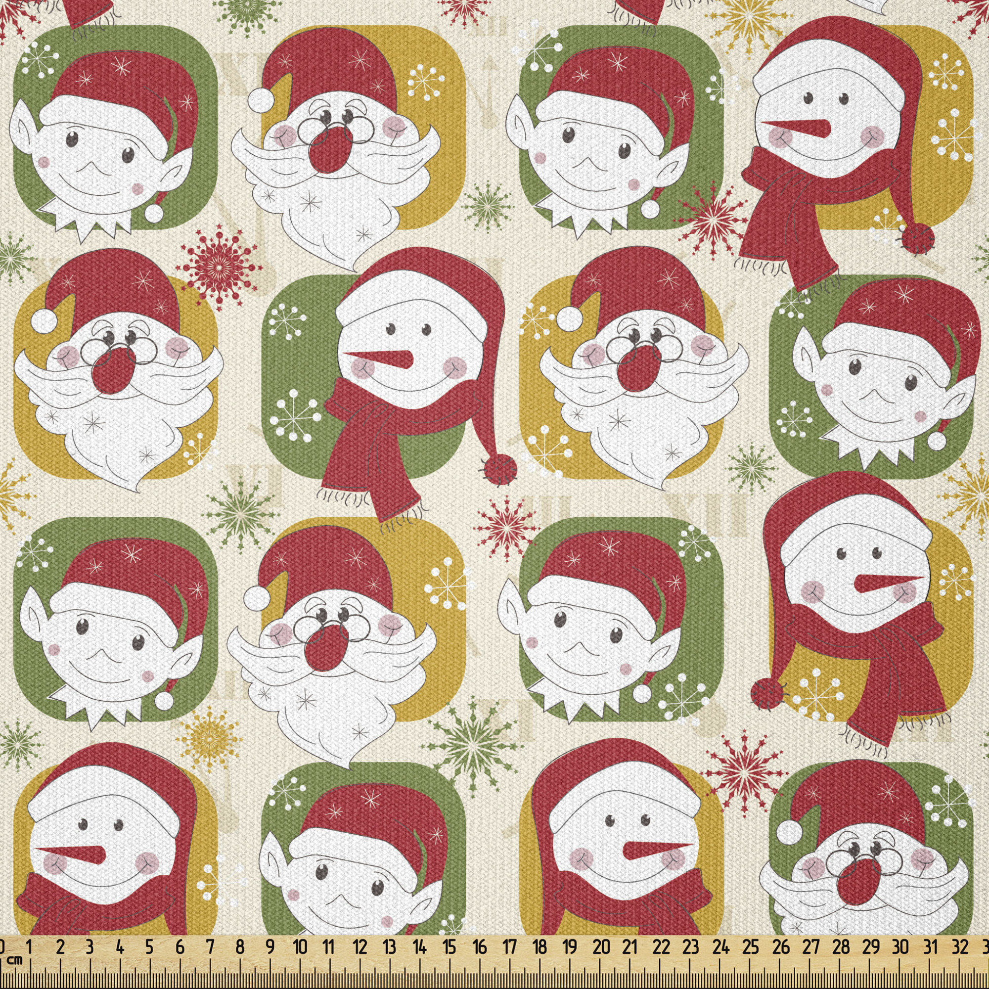 Merry Christmas Fabric by the Yard, Red Santa Claus Christmas Material,  Decorative Home Decor Furnishing Upholstery Fabric, Cute Xmas Fabric 