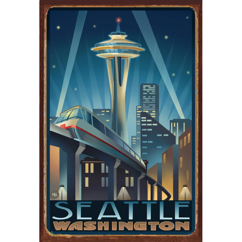 Art of Place - Space Needle Seattle Center Seattle Washington, reproduction d'art sur métal - par Paul A. Lanquist