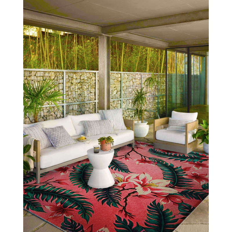 Tapis décoratif moderne à motif floral et à feuilles Paris Collection Paris, Rectangle 5 pi 1,02 po x 7 pi 6,55 po