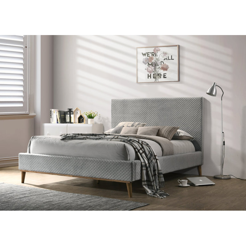 Casares Upholstered Bed, Super King (6'), Light Grey