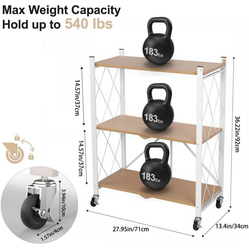 92 cm H x 71 cm W Steel Book Cart Bookcase