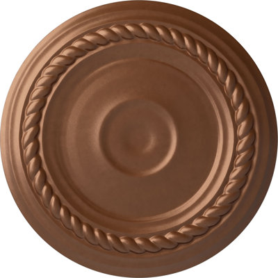Endurathane Small Alexandria Ceiling Medallion, 7 7/8"OD x 3/4"P (Fits Canopies up to 4 5/8"), Hand-Painted Polished Copper Finish
