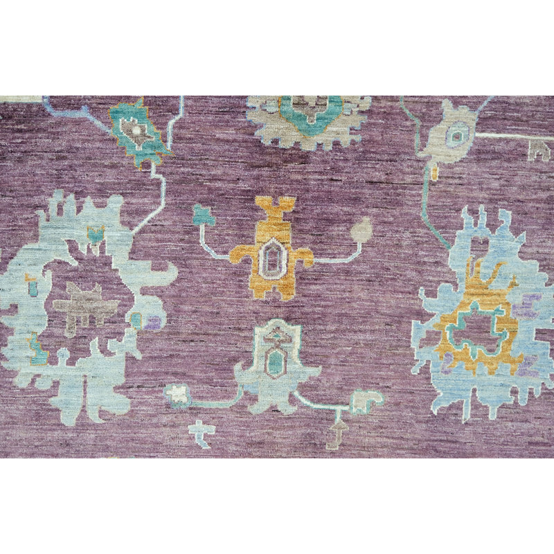 Hand Knotted Wool Area Rug in Blue And Brown