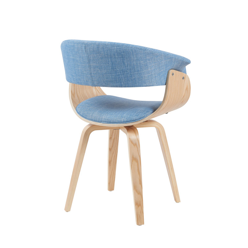 Krystyna Mid-Century Upholstered Dining Chair, Blue, Oak Wood