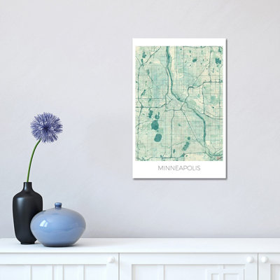 Minneapolis Vintage Urban Blueprint Map 1 Piece Wrapped Canvas Painting