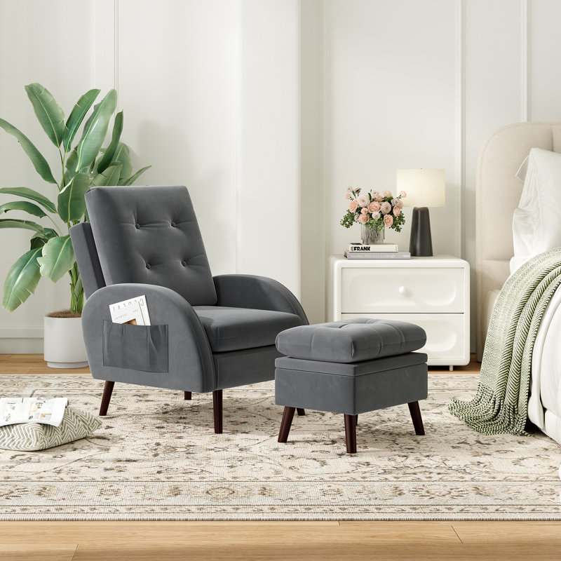 Chaise d'appoint et repose-pieds rembourrés