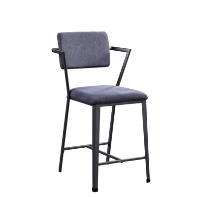 Cargo Gray Fabric And Gunmetal Finish Counter Height Chair , High Back Stationary Seat, Padded Cushion Solid Pattern, Metal Frame Open Padded, Leg 18" Seat Depth, 220lbs Weight Capacity, Main Color