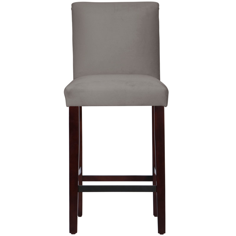 Hadrien Bar & Counter Stool, Bar Stool (31” Seat Height), Espresso, Classic Steel Grey Performance Velvet