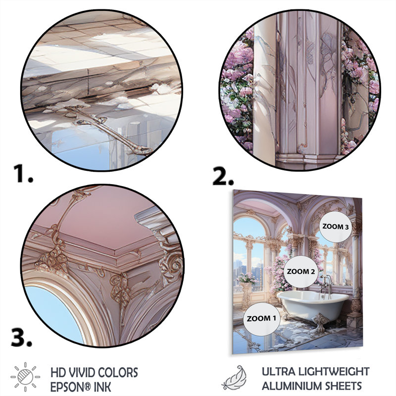 «Bathroom Pastel Serenity II», reproduction d'art mural en métal pour salle de bain, H 32 po x l 16 po