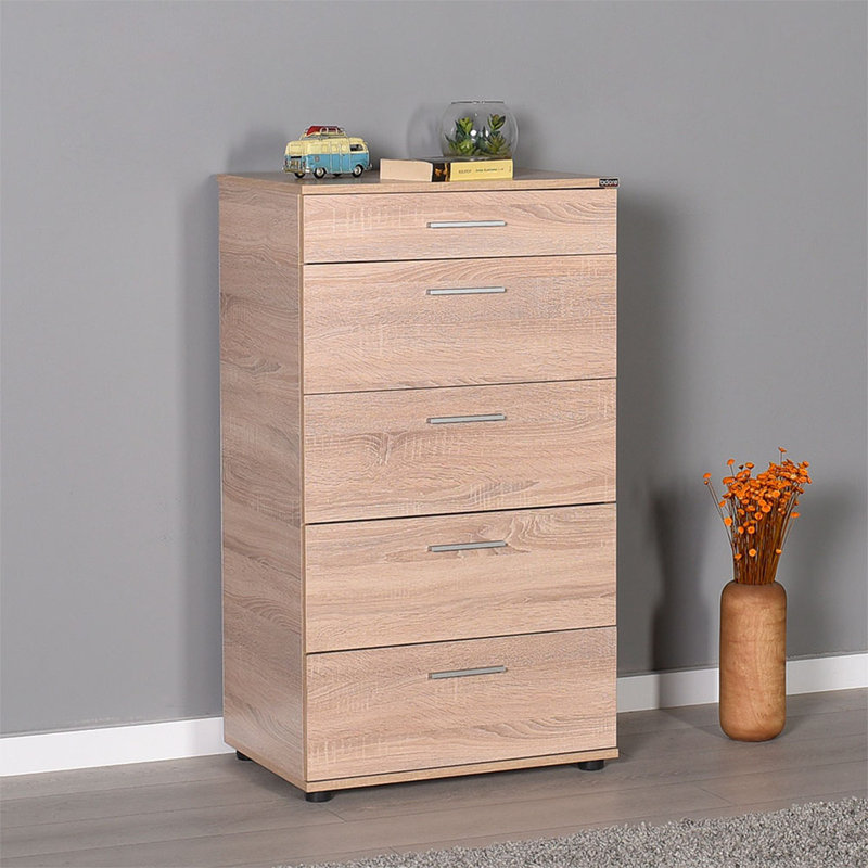 Commode 5 tiroirs 23,62 po Alhanouf, Sonoma
