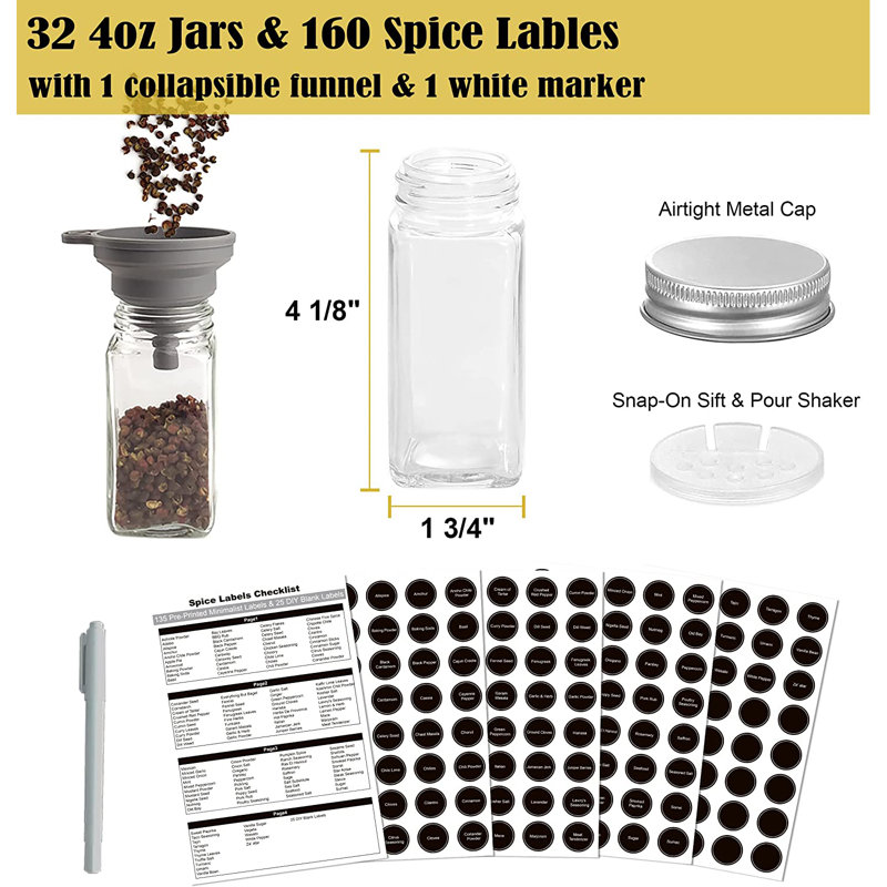 Freestanding Spice Jar & Rack Set