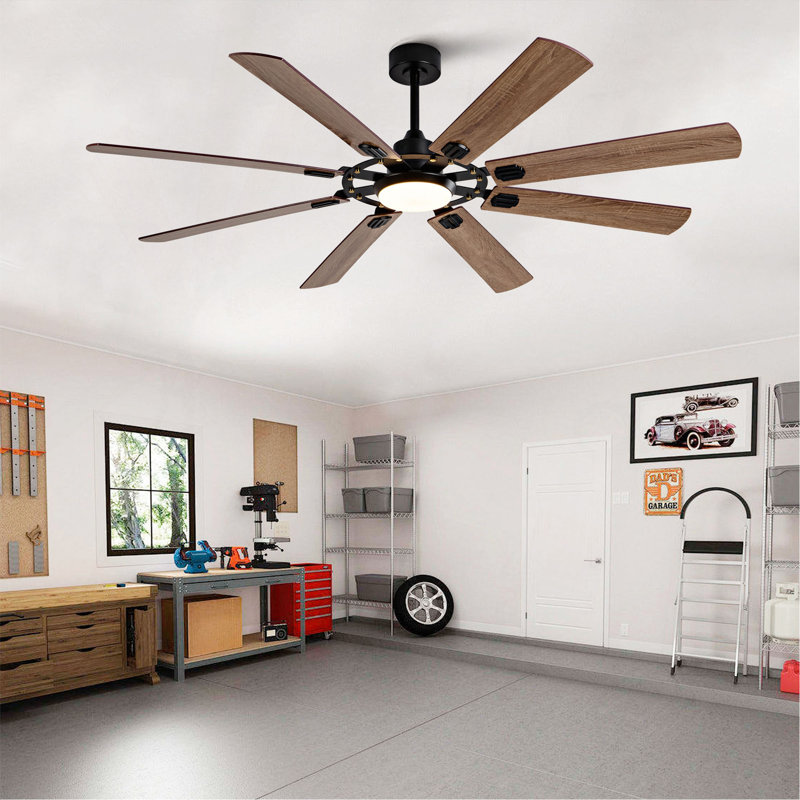 Grand ventilateur de plafond avec lumière: ventilateur de plafond moderne à 72 pales de 72 pouces avec télécommande - grand ventilateur noir à intensité variable pour l'intérieur, réversible, moteur à courant continu silencieux à 6 vitesses