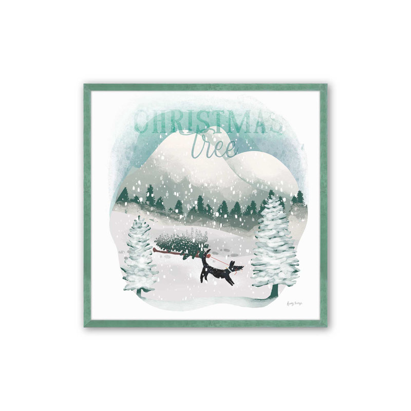 «Christmas Fun in Snow IV», reproduction, H 13,5 po x l 13,5 po, Cadre simple Lemon Grass, bois massif