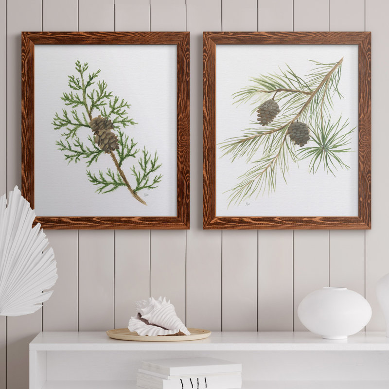Winter Botanical III - ensemble de 2 reproductions d'art, H 24 po x l 36 po x P 1,5 po, Toile avec cadre érable, Pas de tapis