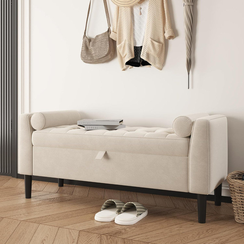 Velvet Upholstered Storage Bench