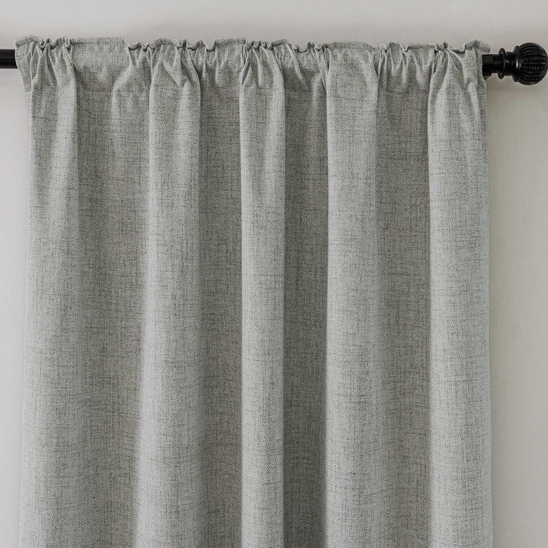 Ensemble de 2 panneaux de rideaux occultant en toile de jute 100% Leming, L 52 po x L 72 po, Gris clair