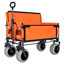 Chariot utilitaire pliable 3-en-1 avec banquette, capacité de 500 lb, structure en acier orange pour le jardin et l'extérieur