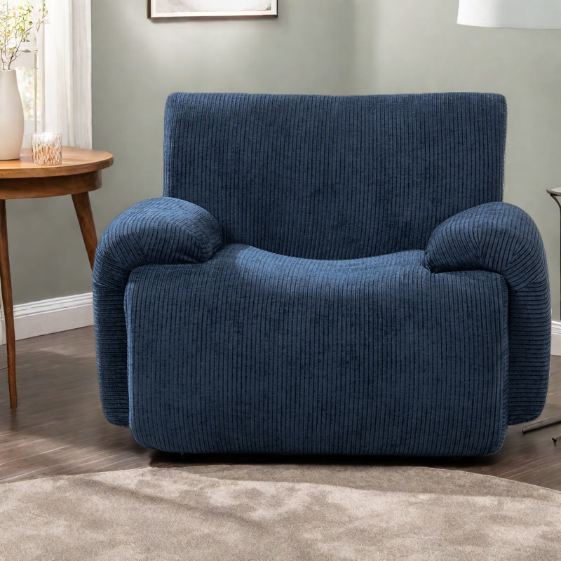 Chaise d'appoint moderne en chenille, salon bleu marine confortable pour la maison