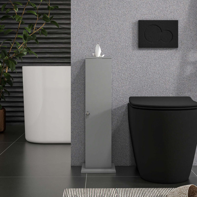 Toilet Paper Cabinet, Small Bathroom Corner Floor Cabinet, Black