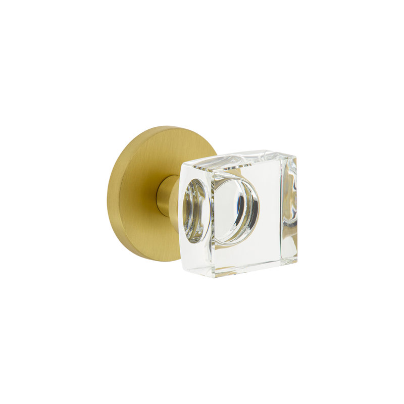 Rosette Viaggio avec poignée en cristal Quadrato, Laiton satiné, Cercle