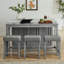 Ensemble de table de bar 59 pouces avec prise électrique, 3 tabourets rembourrés et conception compacte pour une vie moderne-233054240