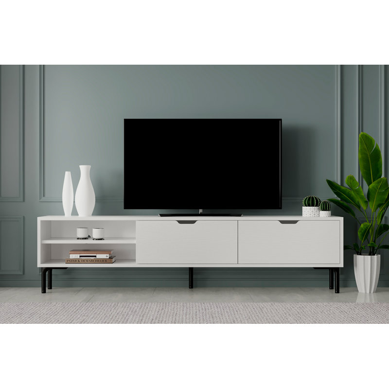 Meuble télé 71 po Saydi, Blanc bois