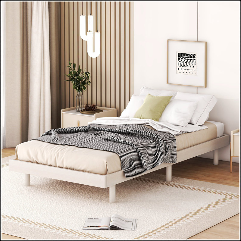 Modern Design Floating Platform Bed Frame With Durable Materials And Stylish Aesthetic For Contemporary Bedrooms, Twin