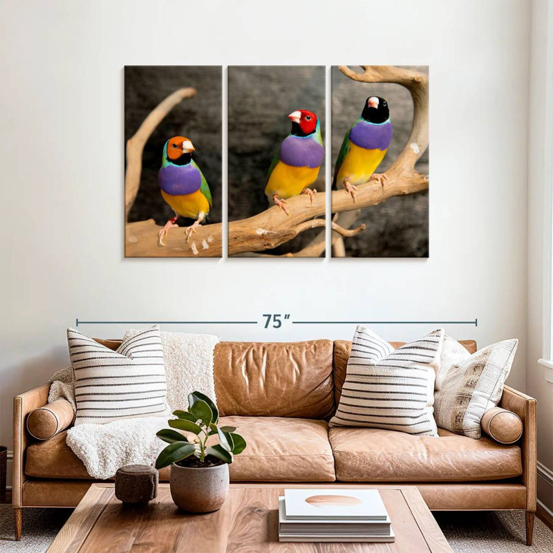 Brampt Rainbow Finches, 36" H x 57" W