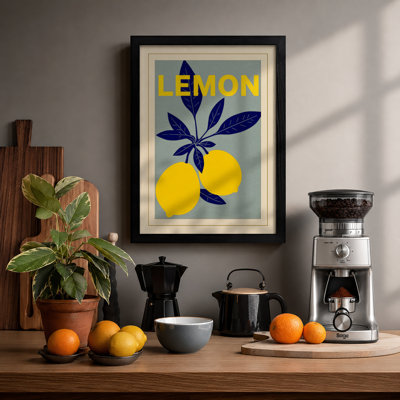 Lemon Modern Poster Mid-Century - Framed Print