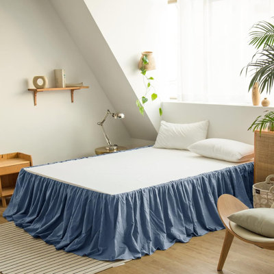 French Linen Bed Skirt with Pleated Frills Drop