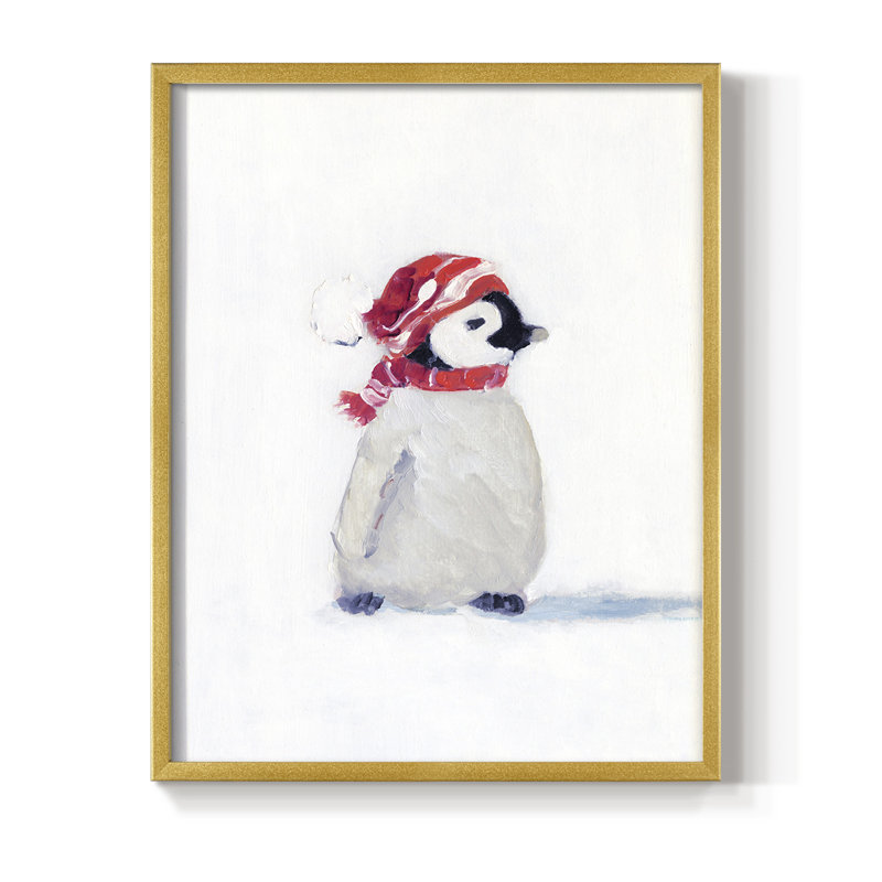 «Penguin Play I», reproduction encadrée - bois massif, H 14 po x l 11 po