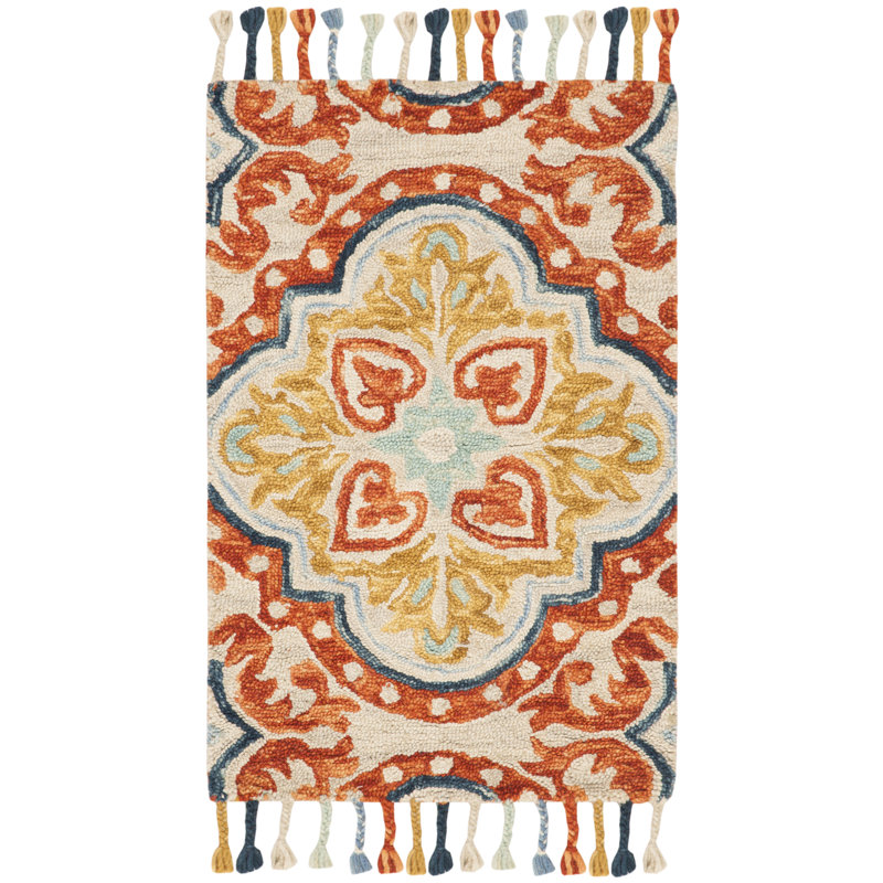Vahakn Hand Tufted Wool Floral Rug, Rectangle 2' x 3'