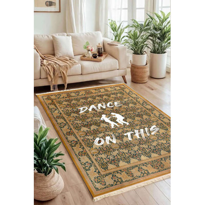 Sultan's Dance Traditional Quote Area Rug (Yellow)