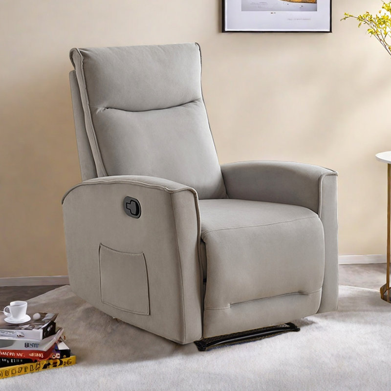 Fauteuil inclinable ergonomique avec pochette de rangement, Mélange de polyester gris clair