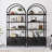 Set of 2 71" Tall Arched Bookshelf with Drawers, Black Industrial Bookcase Freestanding Display Shelving Unit with Sturdy Metal Frame, Geometric Book Shelf for Lving Room, Home Office