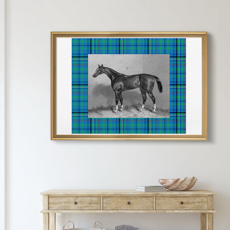 " Equestrian Plaid IV ", 18.5" H x 24.5" W x 1.5" D, Gold