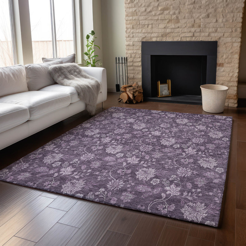 Premium Machine Washable Prisco Plum Rug, Rectangle 8' x 10'