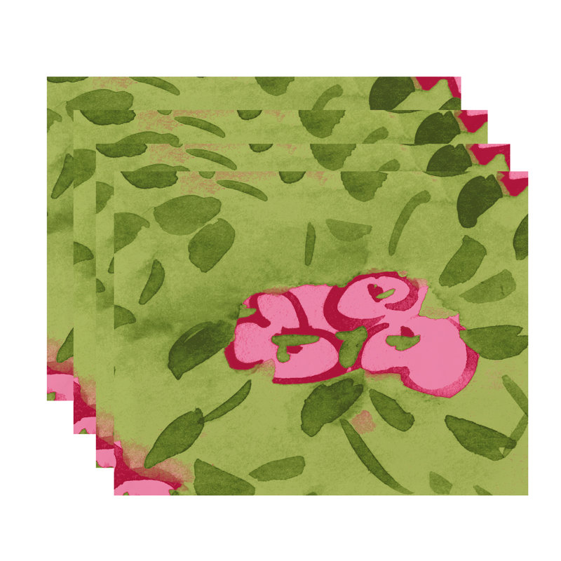 Polyester Floral Rectangle Placemat, Pink