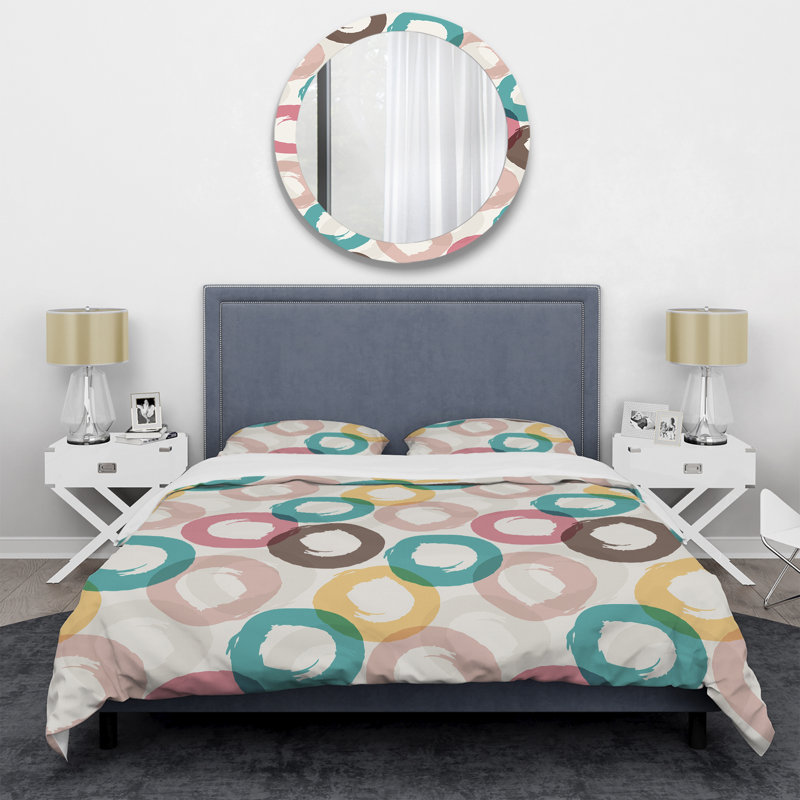 Multicolor Circle Pattern - Abstract Duvet Cover Set - Microfiber Polyester, Twin Duvet Cover + 1 Standard Sham