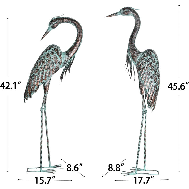 Statue de jardin en métal Crane