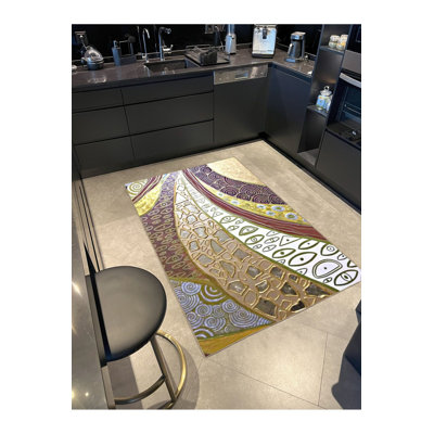 Multicolor Modern Ethnic Patterned Decorative Washable Rug