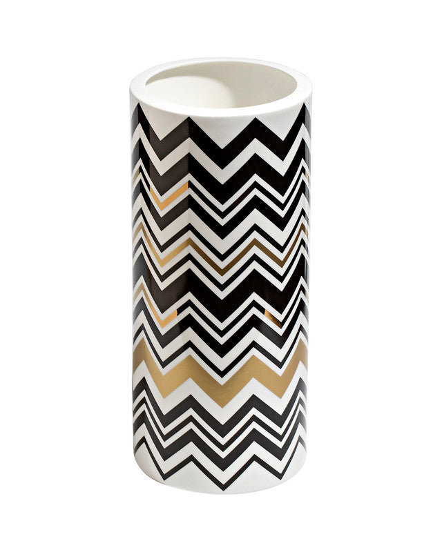 Missoni High Vase ZIG ZAG, Black/White/Gold