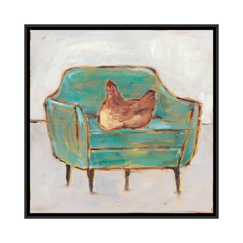 Créature confort par Ethan Harper - reproduction d'art, H 37 po x l 37 po x P 1,5 po, Pas de tapis, Toile avec cadre noir